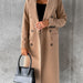 Color-Khaki-Autumn And Winter Simple Long Sleeve Double Row Button Woolen Coat Women-Fancey Boutique