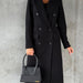 Color-Black-Autumn And Winter Simple Long Sleeve Double Row Button Woolen Coat Women-Fancey Boutique