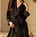 Color-Black-Secret Love Orange Spring Summer Women Imitated Silk Pajamas Sexy Cardigan Hotel Nightgown Bathrobe Home Wear-Fancey Boutique