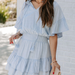 Color-Women Summer New Ruffled Solid Color Crew Neck Bohohemain Smocked Tiered Dress-Fancey Boutique