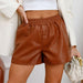 Color-Women Simple Faux Leather Shorts Casual Loose Shorts Bottoms-Fancey Boutique