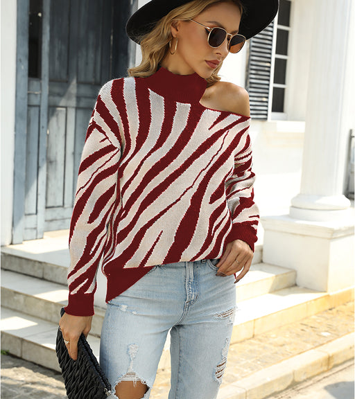 Color-Loose Strapless Sexy Sweater Women Autumn Winter Women Knitwear Women Clothing-Fancey Boutique