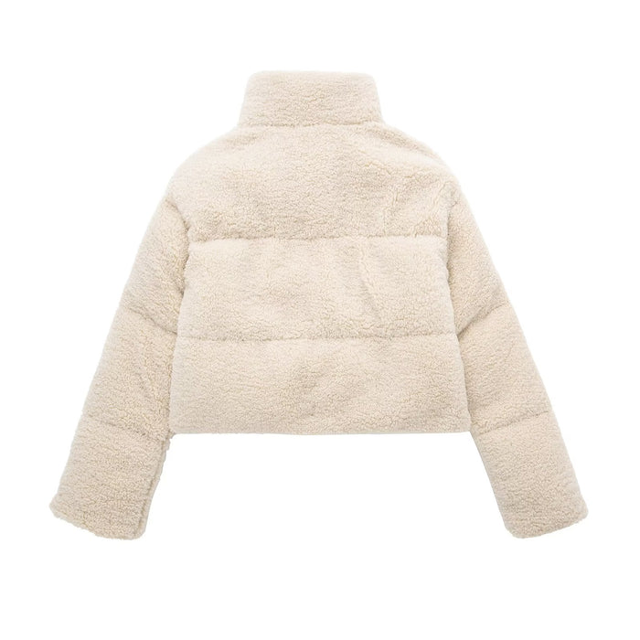 Color-Autumn Winter Women Casual Fleece Short Cotton Jacket Jacket Lamb Wool-Fancey Boutique