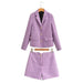 Color-Purple-Women Long Sleeve Spring Office Blazer Shorts Suit-Fancey Boutique