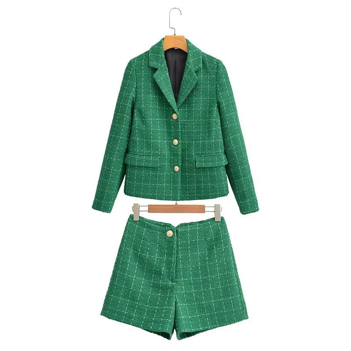 Color-Women Long Sleeve Spring Office Blazer Shorts Suit-Fancey Boutique