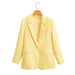 Color-Yellow-Fall Women Clothing Collar Solid Color Casual Blazer Women-Fancey Boutique