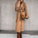 Color-Autumn Winter Women Clothing Solid Color Polo Collar Long Sleeved Woolen Coat Simple Lace up Trench Coat-Fancey Boutique