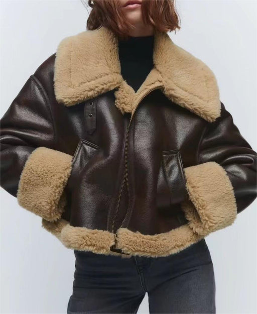 Color-Autumn Winter Women Artificial Fur Effect Short Coat-Fancey Boutique