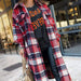 Color-Autumn Winter Long Trench Coat Side Slit Collared Slim Women Woolen Plaid Coat-Fancey Boutique