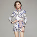 Color-Fashion Joker Waist Positioning Printed Shirt Short Pants Set With Belt-Fancey Boutique