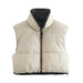 Color-Winter High Neck Short Cotton Coat Vest Reversible Cotton Padded Coat Vest-Fancey Boutique