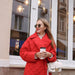 Color-Warm Keeping Cotton Clothing Cotton Padded Coat for Winter Women Rhombus Cotton-Padded Jacket Waist Tight Long Cut Coat Plus Size Coat for Women-Fancey Boutique