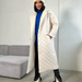 Color-Warm Keeping Cotton Clothing Cotton Padded Coat for Winter Women Rhombus Cotton-Padded Jacket Waist Tight Long Cut Coat Plus Size Coat for Women-Fancey Boutique