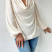 Color-Long Sleeved Shirt Loose Draped V neck Top T shirt Women Clothing-Fancey Boutique