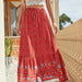 Color-Red-Women Summer Printed Tie Maxi A Line Skirt-Fancey Boutique
