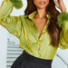 Color-Autumn Fluorescent Fluff Sleeve Collared Shirt Sexy Feather Sleeve Top For Women-Fancey Boutique