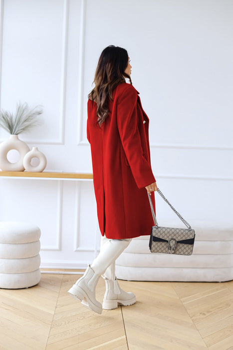 Color-Autumn Winter Simplicity Long Sleeve Collared Double Breasted Woolen Coat Women Clothing-Fancey Boutique