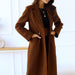 Color-Autumn Winter Women Clothing Simple Solid Color Double Breasted Long Sleeve Collared Button Woolen Coat-Fancey Boutique