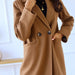 Color-Autumn Winter Women Clothing Simple Solid Color Double Breasted Long Sleeve Collared Button Woolen Coat-Fancey Boutique