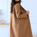 Color-Autumn Winter Women Clothing Simple Solid Color Double Breasted Long Sleeve Collared Button Woolen Coat-Fancey Boutique