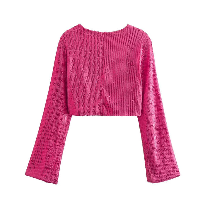 Color-Rose Sequin Top Skirt Suit-Fancey Boutique