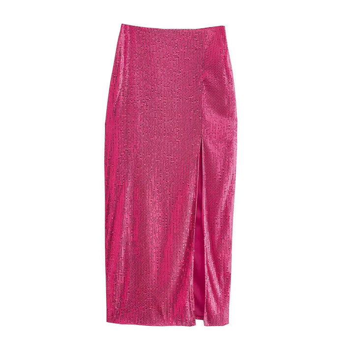 Color-Rose Skirt-Rose Sequin Top Skirt Suit-Fancey Boutique