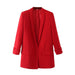 Color-Red-Women Clothing Early Spring One Button Cuff Curling Loose Blazer Women-Fancey Boutique