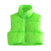 Color-fluorescent green-Autumn Women Clothing Street Casual Cotton Padded Vest Women-Fancey Boutique
