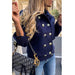 Color-Fall Winter Slim Long Sleeve Double Breasted Collar Woolen Jacket-Fancey Boutique