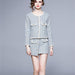 Color-Blue-Tweed Suit New Autumn And Winter Suit Dress Temperament Two Piece Set-Fancey Boutique