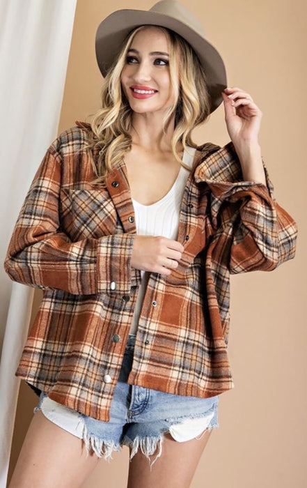 Color-Women Clothing Autumn Winter Plaid Coat Casual Loose Lapels Woolen Coat-Fancey Boutique