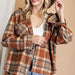 Color-Women Clothing Autumn Winter Plaid Coat Casual Loose Lapels Woolen Coat-Fancey Boutique