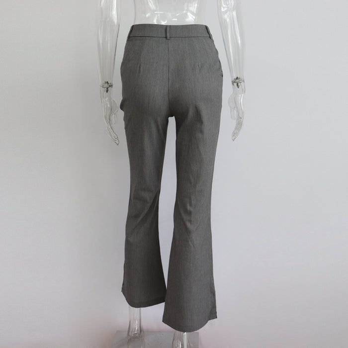 Color-Loose Casual Trousers Women Split Straight Pants Work Pant Autumn Winter Office-Fancey Boutique