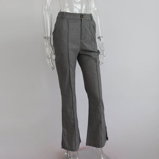 Color-Loose Casual Trousers Women Split Straight Pants Work Pant Autumn Winter Office-Fancey Boutique