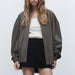 Color-Women Urban Casual Loose Varsity Jacket-Fancey Boutique
