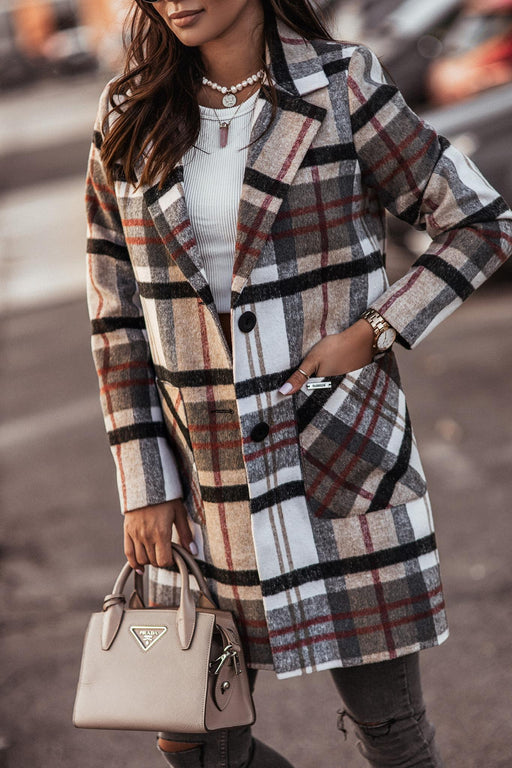 Color-New Plaid Long Woolen Coat-Fancey Boutique