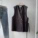 Color-Black-Korean Vest Women Short Autumn Loose V neck Camisole Coat Women-Fancey Boutique