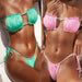 Color-Swimsuit Sexy Pleated Hollow Out Cutout Bikini-Fancey Boutique