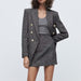 Color-Women Autumn Winter Collared Loose Long Sleeve Texture Double Breasted Blazer-Fancey Boutique