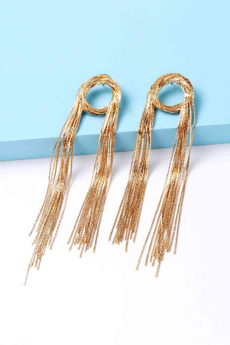 Color-One Size-Round Shape Fringed Copper Earrings-Fancey Boutique