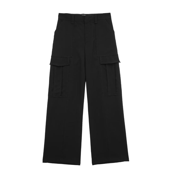 Color-Multi Pocket Cargo Pants Mechanical Outdoor Casual Straight Leg Long Pants Loose Niche Pleated-Fancey Boutique