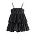 Color-Spring Women Clothing Women Black Camisole Dress Tiered Dress-Fancey Boutique