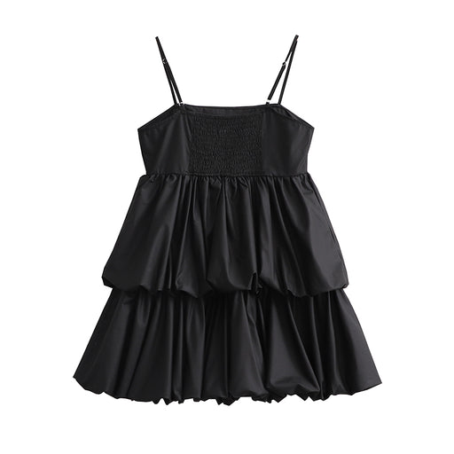 Color-Spring Women Clothing Women Black Camisole Dress Tiered Dress-Fancey Boutique