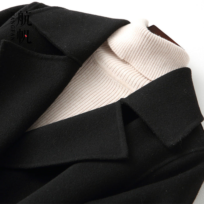 Color-Double-Faced Woolen Goods Cashmere Coat Mid-Length Slim Fit Slimming Hepburn Woolen Coat-Fancey Boutique