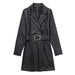 Color-Black-Winter Women Faux Leather Blazer Dress Women-Fancey Boutique