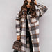 Color-Women New Fall Winter Long Sleeve Long Plaid Printed Shirt Woolen Jacket-Fancey Boutique