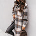 Color-Women New Fall Winter Long Sleeve Long Plaid Printed Shirt Woolen Jacket-Fancey Boutique