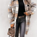 Color-Women New Fall Winter Long Sleeve Long Plaid Printed Shirt Woolen Jacket-Fancey Boutique