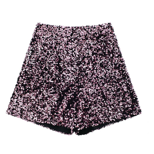 Color-Purple-Winter Beads Decoration Pleated Casual Women Shorts-Fancey Boutique