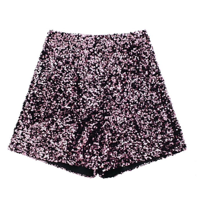 Color-Purple-Winter Beads Decoration Pleated Casual Women Shorts-Fancey Boutique